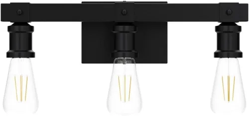 Vista 4 de Lámparas de tocador de baño de estilo rústico con 3 luces sobre el espejo, negro mate, lámpara industrial vintage para pared, para baño, sala