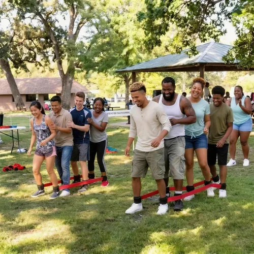 Vista 6 de Bandas de carreras de tres patas, 2 juegos, formación de equipos, bandas de carreras de 3 patas, juego de grupo de fiesta al aire libre