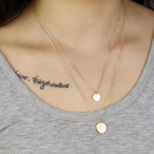 Vista 2 de Collar chapado en oro para mujer, collares en capas para mujer, collar de gargantilla chapado en oro de 14 quilates, collares de moda para mujer