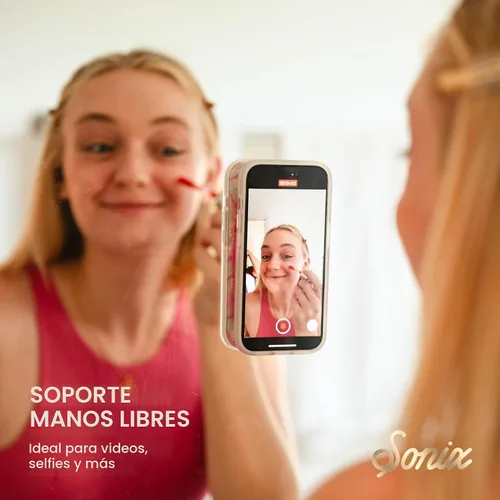 Vista 5 de Sonix Soporte magnético de silicona con ventosa para teléfono para iPhone Compatible con MagSafe Rosa fluorescente brillante Rosa intenso
