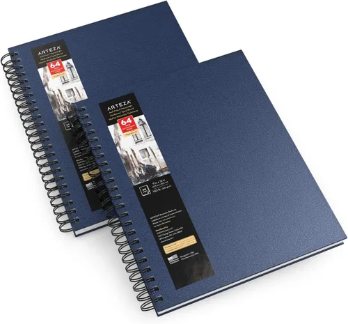 Vista 10 de ARTEZA Juego de cuaderno de bocetos de acuarela, paquete de 3, 64 páginas por libro, 5.5 x 8.5 pulgadas, cuadernos de espiral de tapa dura negra