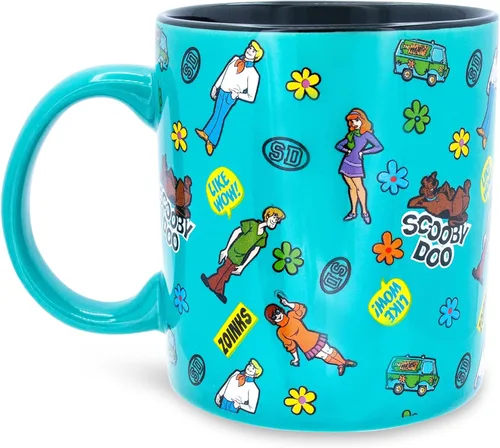 Vista 2 de Toynk Scooby-Doo - Taza de cerámica con patrón de calcomanías Taza de café grande para expreso, cafeína, bebidas, artículos esenciales