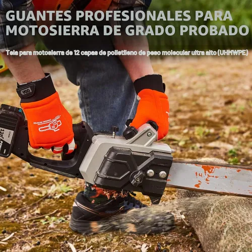 Vista 4 de Vgo... Guantes de cuero para motosierra, protección de sierra izquierda
