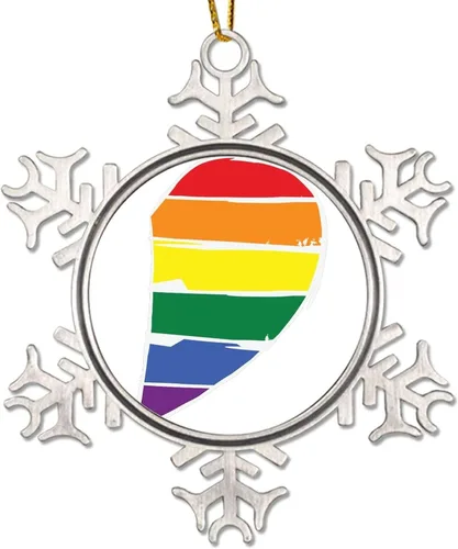 Vista 12 de Regalos de recuerdo de Navidad gay, copo de nieve de metal, decoración para árbol de Navidad, dinosaurio LGBTQ, adornos para árbol de Navidad