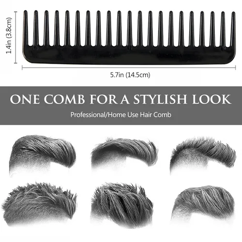 Vista 4 de Paquete de 3 herramientas para cola de cabello, peine de dientes anchos para cabello rizado, largo y grueso, color negro