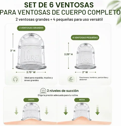 Vista 3 de Juego de terapia de ventosas de silicona 6 tazas de masaje profesional Kit de taza de terapia de ventosas para masaje, liberación miofascial