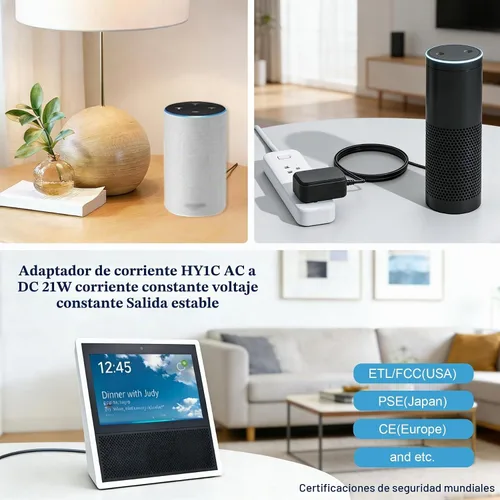 Vista 3 de Dapter de fuente de alimentación de 21 W para Amazon Alexa Echo de 1ª y 2ª generación, Echo Show 1ª generación, Echo Show 5 (3ª generación), Echo