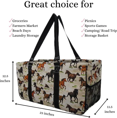 Vista 394 de NGIL Bolsa de comestibles reutilizable extra grande plegable de gran tamaño para comestibles, almacenamiento, picnic, playa, Estampado
