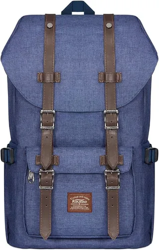 Vista 25 de KAUKKO Mochila de viaje para laptop, mochila al aire libre, mochila causal para 15.6 pulgadas (nailon negro)