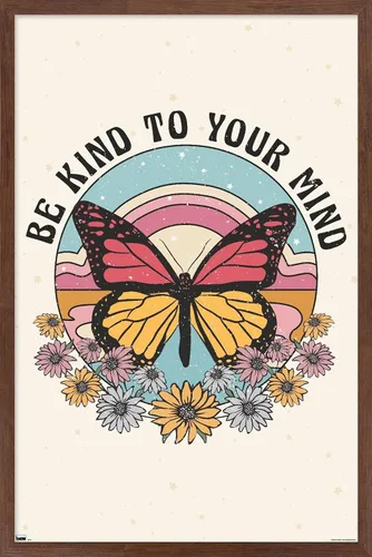 Vista 18 de Trends International Póster de pared Be Kind to Your Mind, 14.725 x 22.375 pulgadas, versión enmarcada de madera de granero