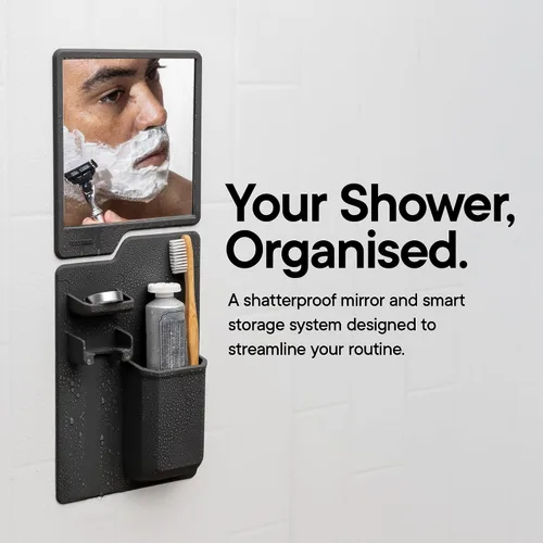 Vista 15 de TOOLETRIES Harvey & Oliver, Shower Organizer & Shaving Mirror - Charcoal