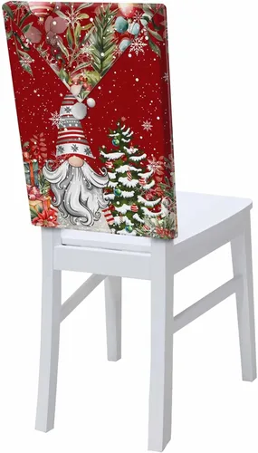 Vista 17 de Fundas para respaldo de silla de comedor, bolas de Navidad con diseño de copo de nieve en color rojo de invierno, fundas para sillas de cocina Árbol