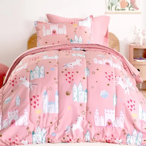 Vista 30 de SLEEP ZONE Juego de edredón de 5 piezas para niños, tamaño individual, súper lindo y suave, ropa de cama para niños en una bolsa, juego de 5 piezas