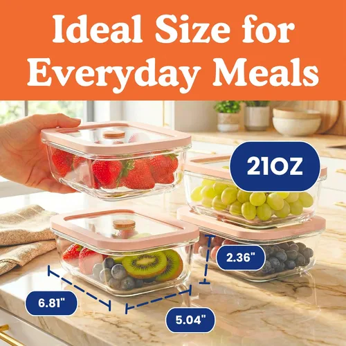 Vista 9 de Ziruma Recipientes de vidrio no tóxicos para almacenar alimentos de 2.6 tazas con tapas, recipientes de sopa con tapas, preparación de comidas sin