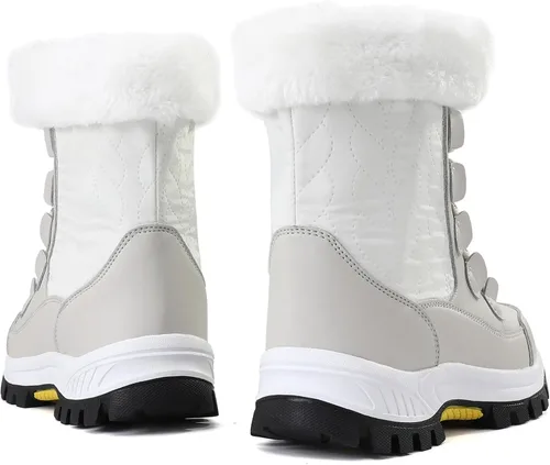 Vista 6 de COOJOY - Botas de nieve a media caña, peludas, e impermeables de mujer para el invierno