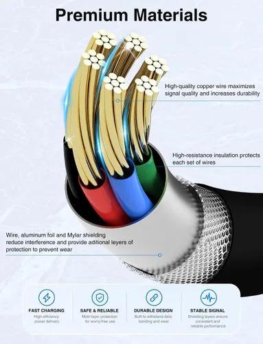 Vista 6 de Paquete de 2 cables USB C a Lightning de 6/10 pies [certificado Apple MFi], cable USB tipo C a Lightning, cable de carga rápida USBC para iPhone