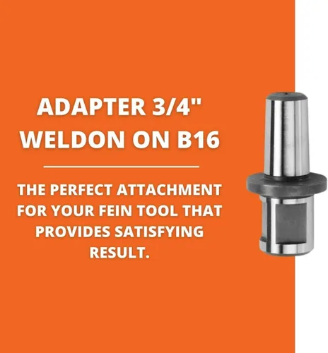 Vista 2 de Fein Adaptador Weldon a B16 de 3/4 pulgadas para aplicaciones versátiles, compatible con taladros de núcleo magnético KBE 52-2 M, construcción