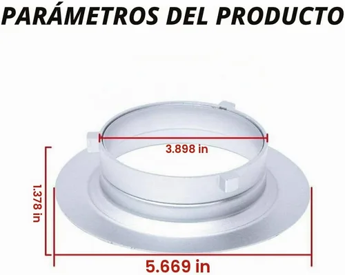 Vista 5 de Fotoconic Adaptador de anillo de velocidad de 5.669 in / 5.7 pulgadas de diámetro, brida Speedring Softbox compatible con Godox Strobe/Bowens S