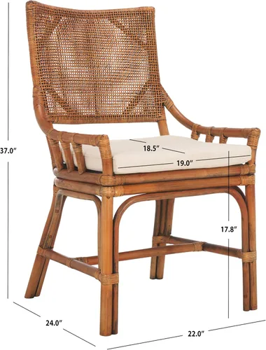 Vista 3 de SAFAVIEH Home Collection Donatella Tropical Coastal Honey & White Rattan Silla
