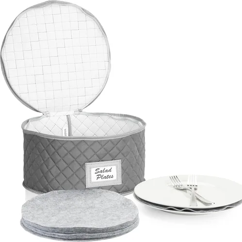 Vista 8 de Almacenamiento de porcelana fina - Juego de 4 fundas acolchadas para almacenamiento de vajilla. Tamaños: 12" - 10" - 8" y 7" de ancho - Gris - 48
