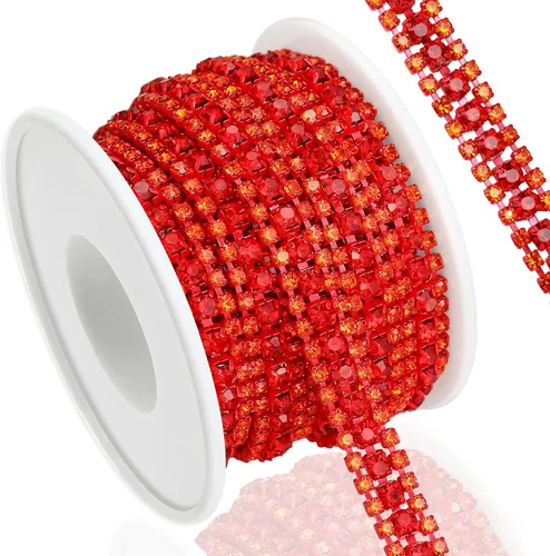 Vista 30 de Cadena de diamantes de imitación de 3 yardas con 3 filas para manualidades, cadena de cierre de diamantes de imitación plateada para hacer joyas