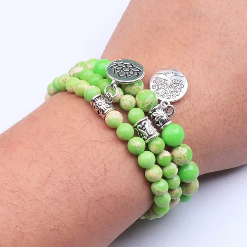 Vista 5 de UEUC 7 - Brazalete curativo de 7 chakras de hematita para mujer, juego de brazalete difusor con dije de flor de loto para yoga o reiki, brazalete