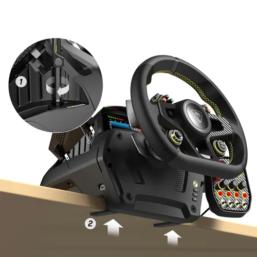 Vista 14 de Turtle Beach VelocityOne Race Wheel & Pedal System Licensed for Xbox Series XS, Xbox One, Windows 10 & 11 PCs Force Feedback, Three Pedals &
