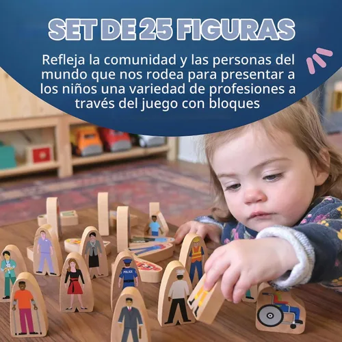 Vista 3 de Constructive Playthings Ayudantes comunitarios de madera, juego de 25