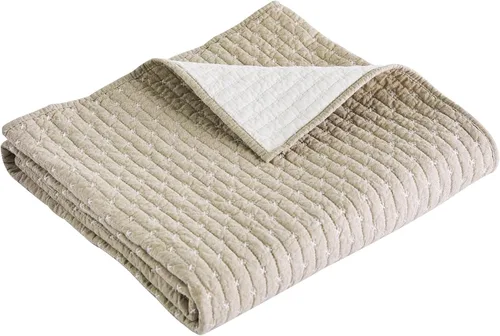 Vista 12 de Levtex Home - Cross Stitch Adobe - Manta acolchada - 50x60 pulgadas - Patrón de punto de cruz - Patrón reversible - Tela de algodón