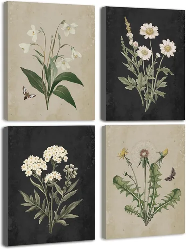 Vista 14 de KUVIOKE Arte botánico enmarcado bohemio para pared de plantas de baño, decoración de pared, impresiones de hojas de eucalipto verde salvia, estética