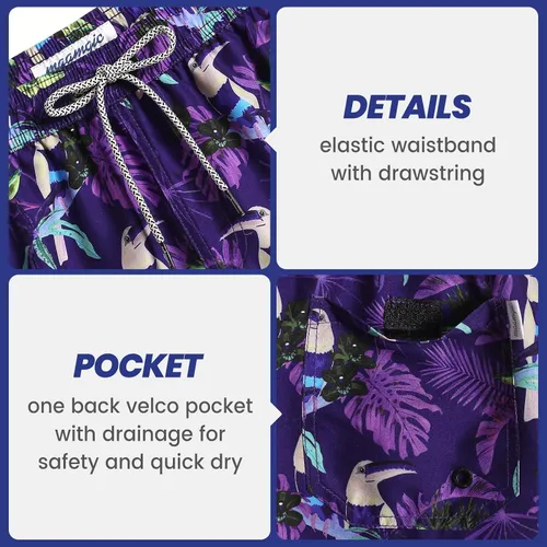 Vista 4 de Maamgic Traje de baño de secado rápido, para hombre, bermudas para nadar, pantalones cortos de 7 con forro de malla