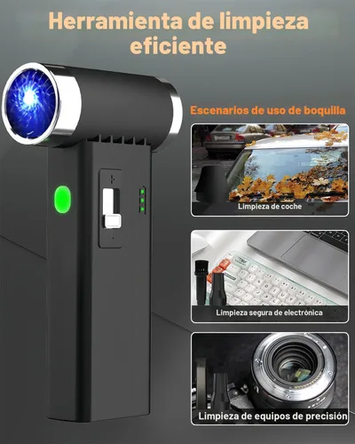 Vista 7 de Plumero del aire comprimido FT03, velocidad continua 1-100 ajustable Negro
