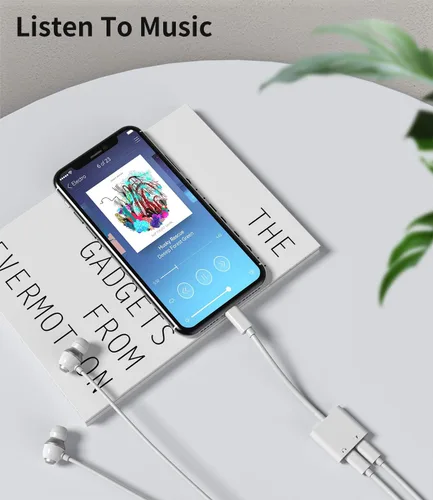 Vista 7 de Paquete de 2 adaptadores de conector para auriculares con certificación MFi de Apple, para cargar iPhone 7/8Plus/X/Xr/Xs/SE/11/12/Pro/Max/ipad