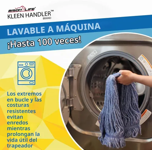 Vista 3 de KLEEN HANDLER Reemplazo de cabezal de trapeador de extremo de bucle comercial resistente, 1 paquete Recambio de cabeza de fregona de hilo