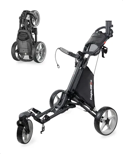 Vista 8 de Caddytek CaddyLite ONE-Swivel V8 - Carrito de golf plegable de 3 ruedas con un clic, ligero, con una rueda delantera giratoria de 360°, mango