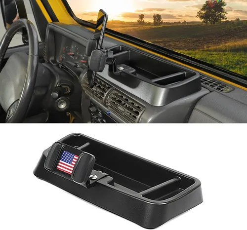Vista 9 de Hoolcar Soporte de radio multifuncional Walkie Talkie para teléfono celular 1997-2006 Jeep Wrangler TJ accesorios, negro