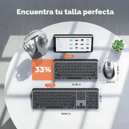 Vista 4 de MEETION Combo inalámbrico del ratón del teclado, Bluetooth multi-dispositivo recargable