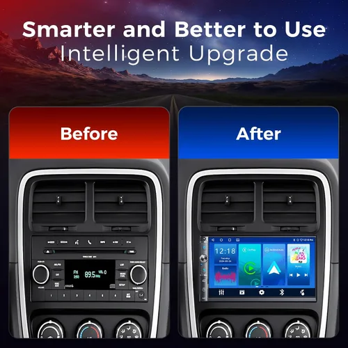 Vista 8 de Estéreo de auto doble DIN con pantalla táctil HD de 7 pulgadas, Apple Carplay inalámbrico y Android Auto, Bluetooth, 240W, SWC, salida de subwoofer