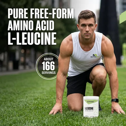 Vista 4 de NutraBio L-leucina 100% pura, recuperación y apoyo muscular, aminoácido de forma libre fermentada naturalmente, vegano, sin OMG, sin gluten