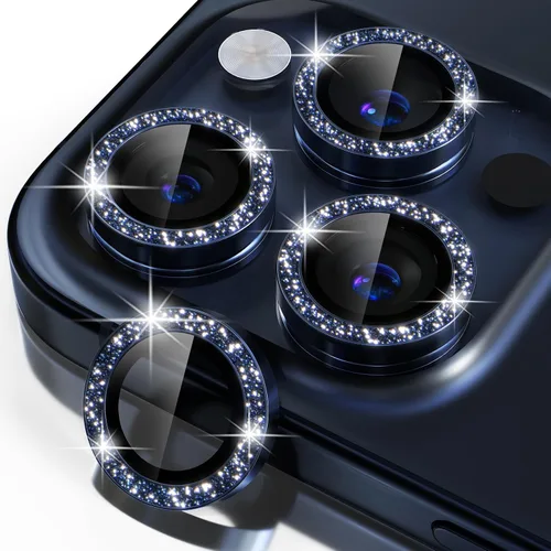 Vista 30 de Misea Compatible con iPhone 16 Pro/iPhone 16 Pro Max, protector de lente de cámara de vidrio templado Ultra-HD, protector de pantalla de anillo Negro