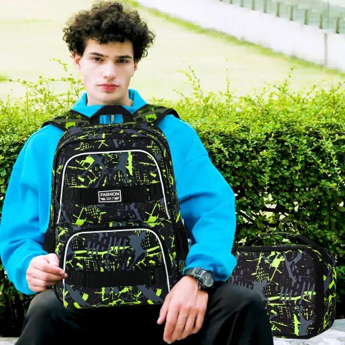 Vista 42 de Mochila para laptop, 16 pulgadas, bolsa escolar y bolsa de almuerzo, mochilas resistentes al agua para adolescentes, niñas, mujeres, estudiantes