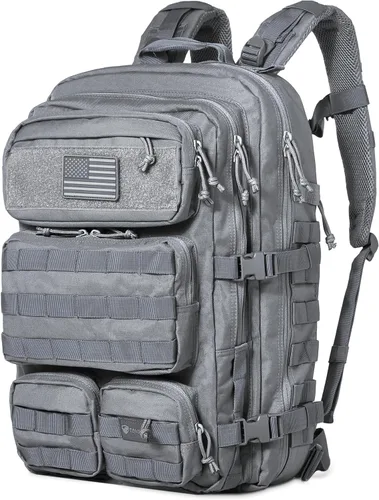 Vista 14 de Mochila Táctica Falko para Hombre y Mujer 50L Mochila 2.4 Veces Más Fuerte Mochila Militar Grande Tipo Molle, Mochila de Emergencia para Exteriores