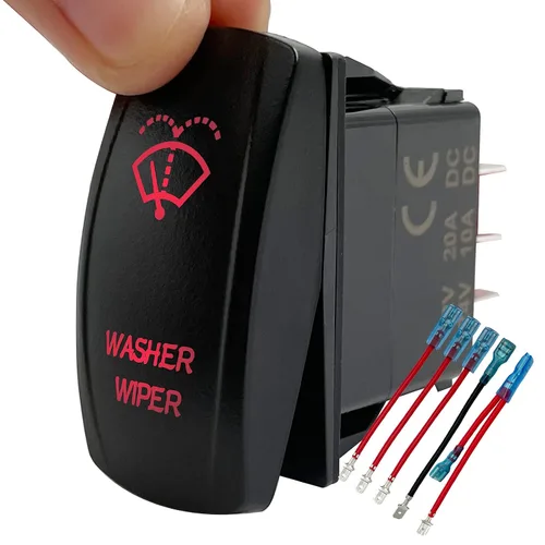 Vista 7 de Interruptor oscilante momentáneo para limpiaparabrisas, luz LED azul de 6 pines (encendido), interruptor de palanca DPDT de encendido y apagado