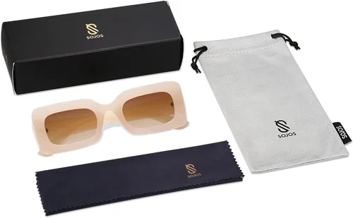 Vista 6 de SOJOS Retro 90s Nude Rectangle Sunglasses Womens Mens Trendy Chunky Glasses