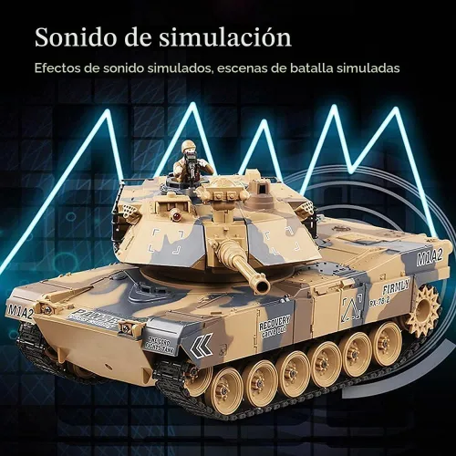Vista 4 de fisca Tanque de control remoto M1A2 RC 1/18 con 2.4 GHz, 15 canales, fumar - Tanque de batalla principal Abrams que juguete militar para niños