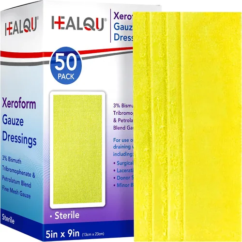Vista 8 de HEALQU Xeroform Apósito de Petrolato 5x9 pulgadas - Caja de 25 Almohadillas de Gasa No Adherentes para Heridas de Baja Exudación - Parche de Gasa