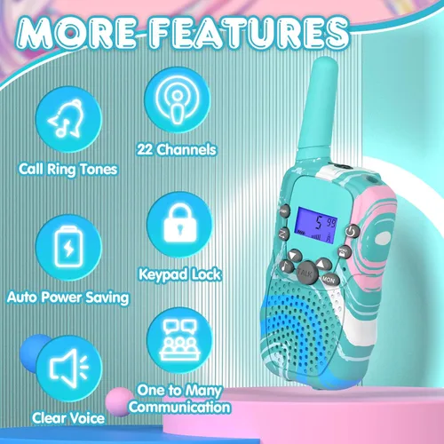 Vista 7 de Selieve Juguetes de regalo para niños de 3, 4, 5, 6, 7, 8 años, walkie talkies para niños de largo alcance, paquete de 2 con 22 canales, linterna