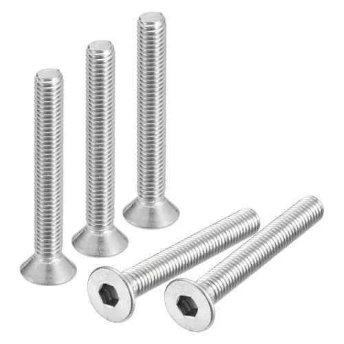 Vista 26 de uxcell tornillos de cabeza avellanada plana #8-32x1/2, 25 piezas de tornillos de cabeza plana con llave hexagonal de acero inoxidable 304, rosca