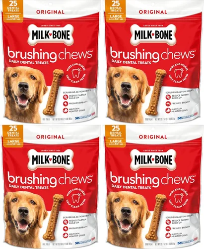 Vista 14 de Milk-Bone - Masticables originales para cepillar, golosinas dentales diarias para perros pequeños/medianos, 9 unidades (Paquete de 5) Acción