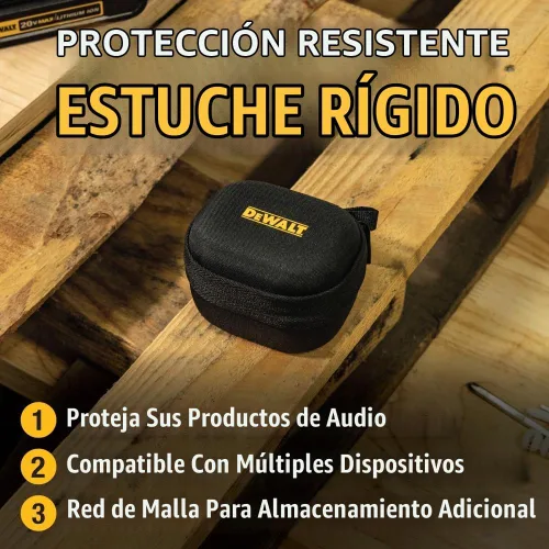 Vista 3 de DEWALT Paquete de altavoz Bluetooth portátil y funda protectora de alta resistencia, resistente al agua, altavoz inalámbrico con clip con micrófono